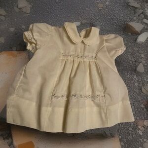 Vintage Dapper-Do Originals 6 Mo Yellow Baby Gown Dress Embroidered lace collar